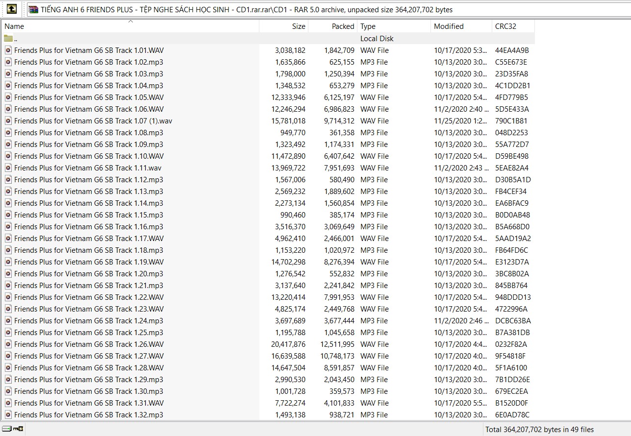 File nghe tiếng Anh 6 Friends plus - SHS CD1