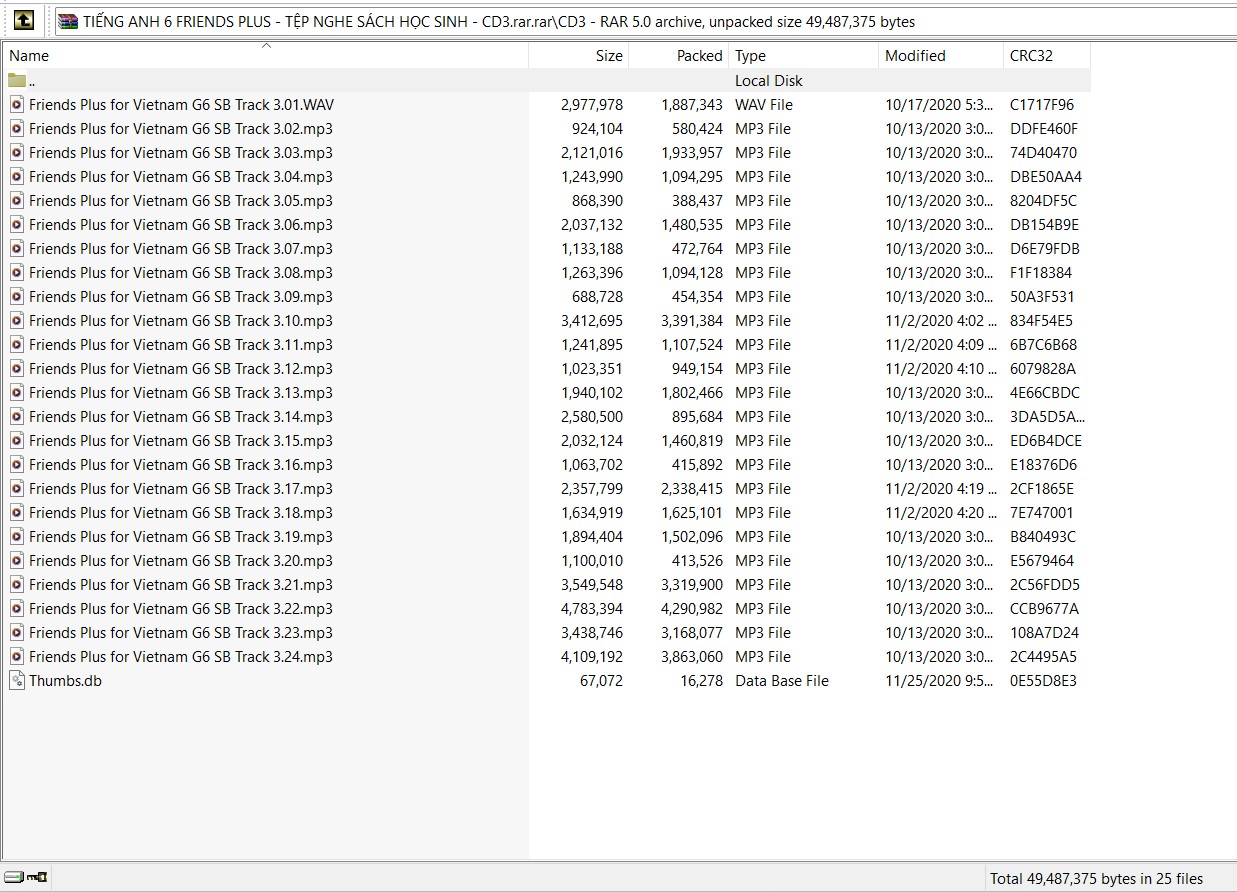 File nghe tiếng Anh 6 Friends plus - SHS CD3