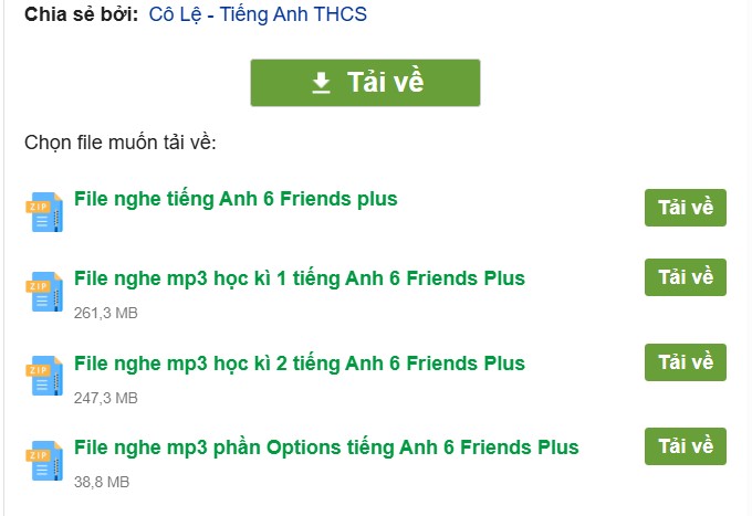 File nghe tiếng Anh 6 Friends plus - Cách Tải