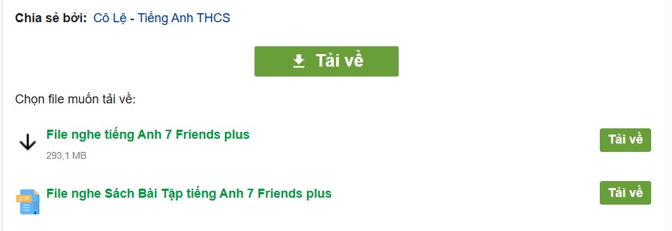 File nghe tiếng Anh 7 Friends plus - Cách Tải