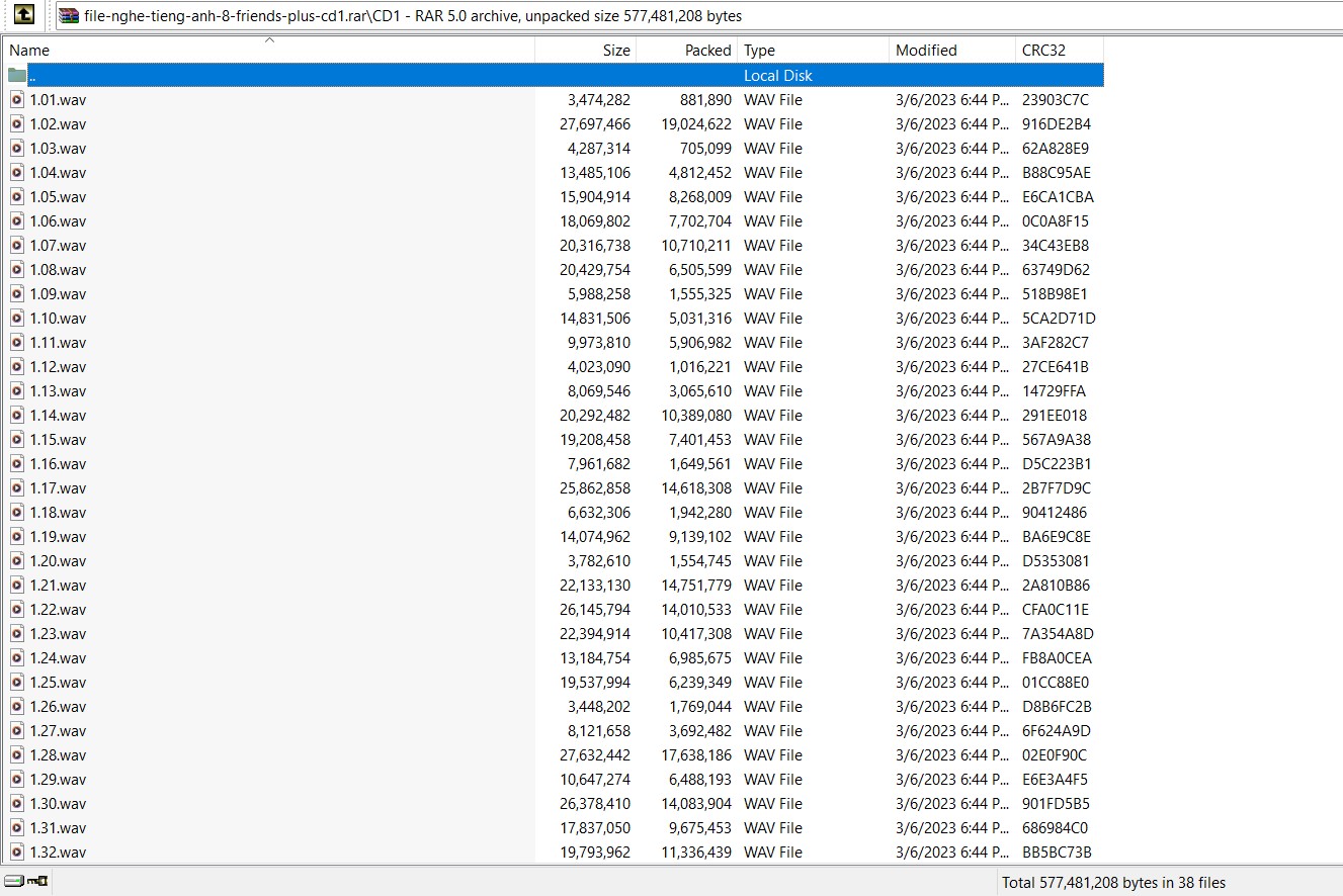File nghe tiếng Anh 8 Friends plus - CD1