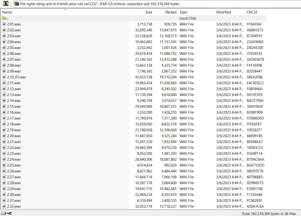 File nghe tiếng Anh 8 Friends plus - CD2