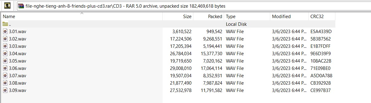 File nghe tiếng Anh 8 Friends plus - CD3