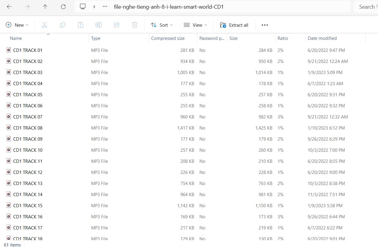 File nghe tiếng Anh 8 i Learn Smart World - CD1