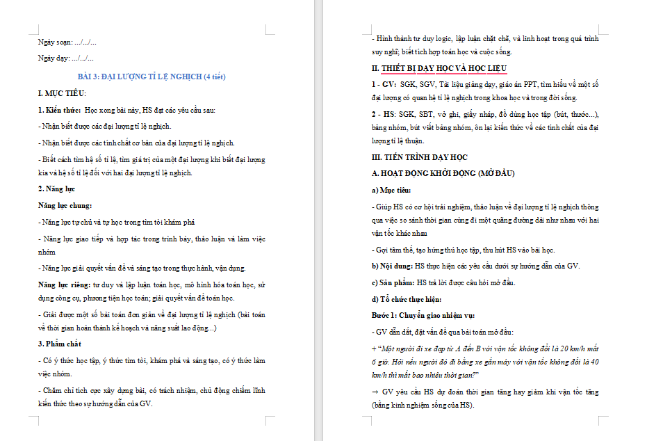 Đại lượng tỉ lệ nghịch