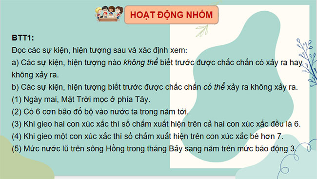 Làm quen với biến cố ngẫu nhiên