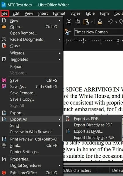 Nhấp vào File -> Export As 