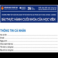 Mẫu bài thực hành cuối khóa chương trình tập huấn ứng dụng trí tuệ nhân tạo AI trong dạy và học 