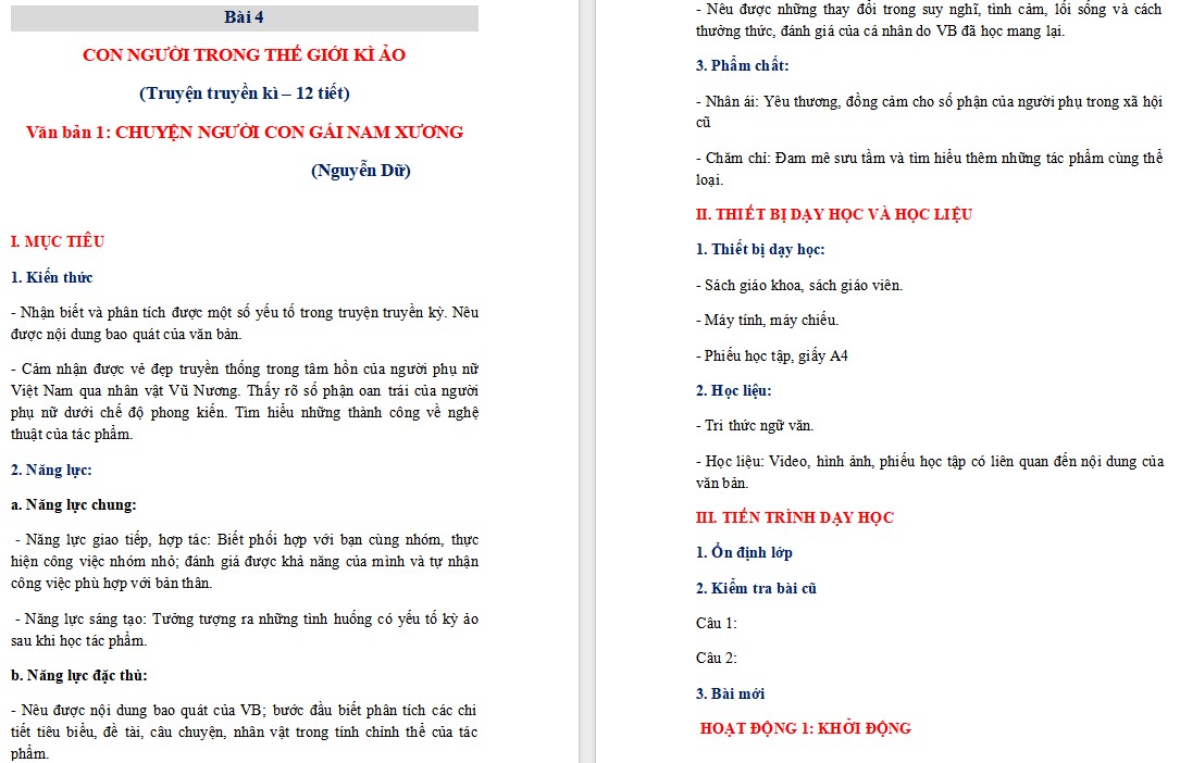 KHBD Ngữ văn 9 Bài Chuyện người con gái Nam Xương CTST 