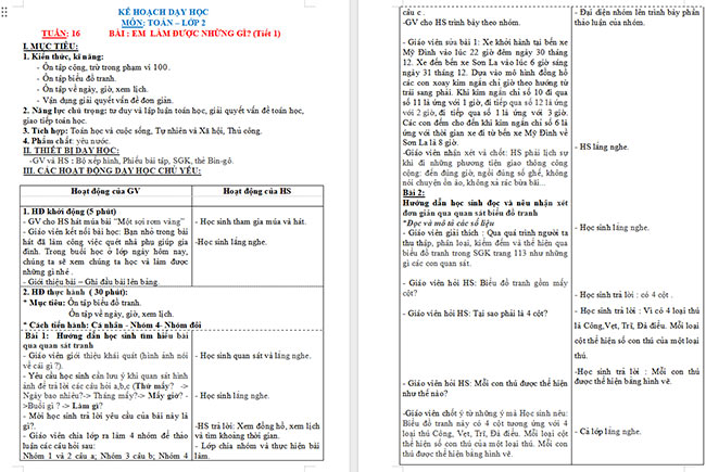 Giáo án Toán 2: Em làm được những gì trang 112