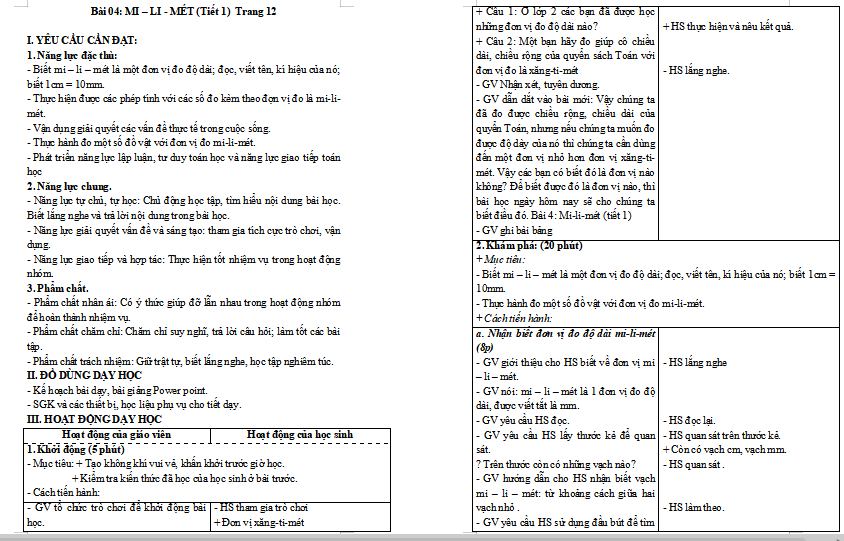 PowerPoint Toán 3: Mi-li-mét