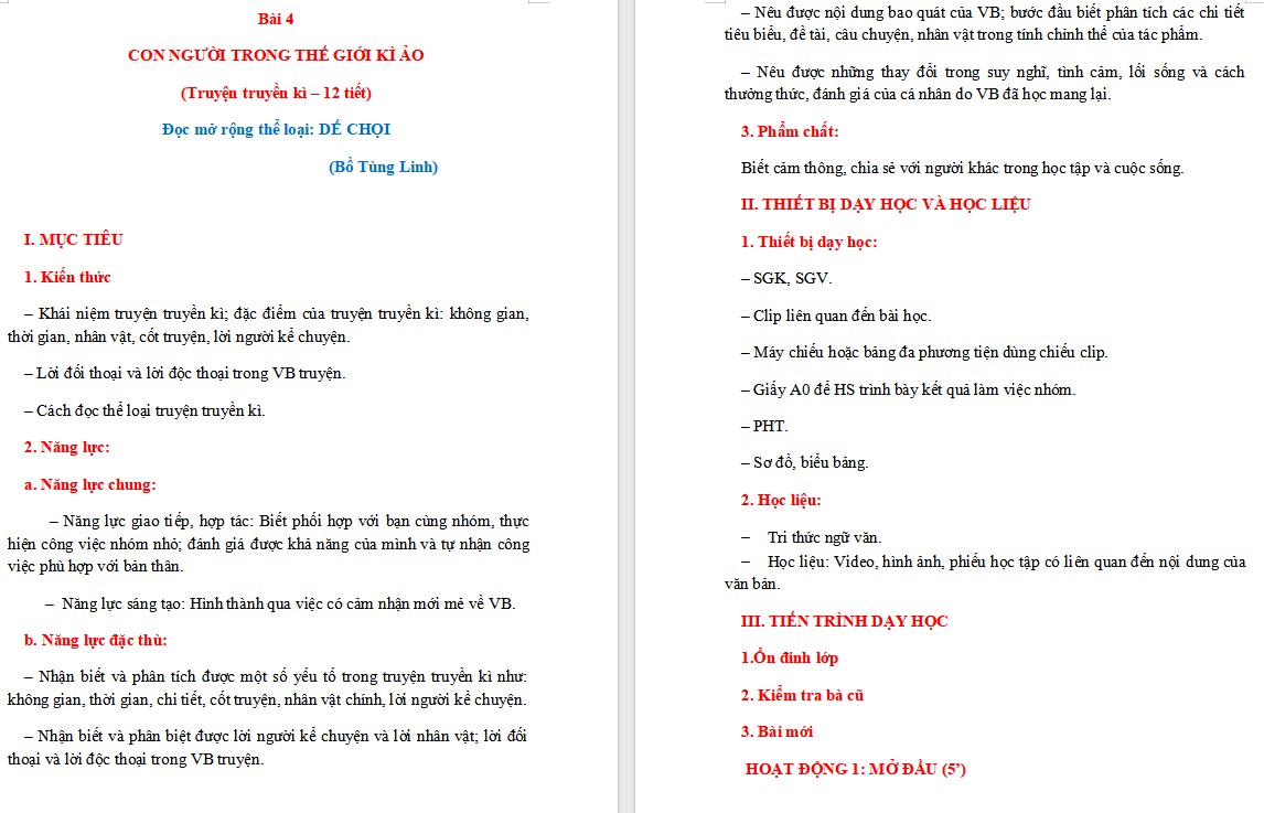 KHBD Ngữ văn 9 Bài Dế chọi CTST 