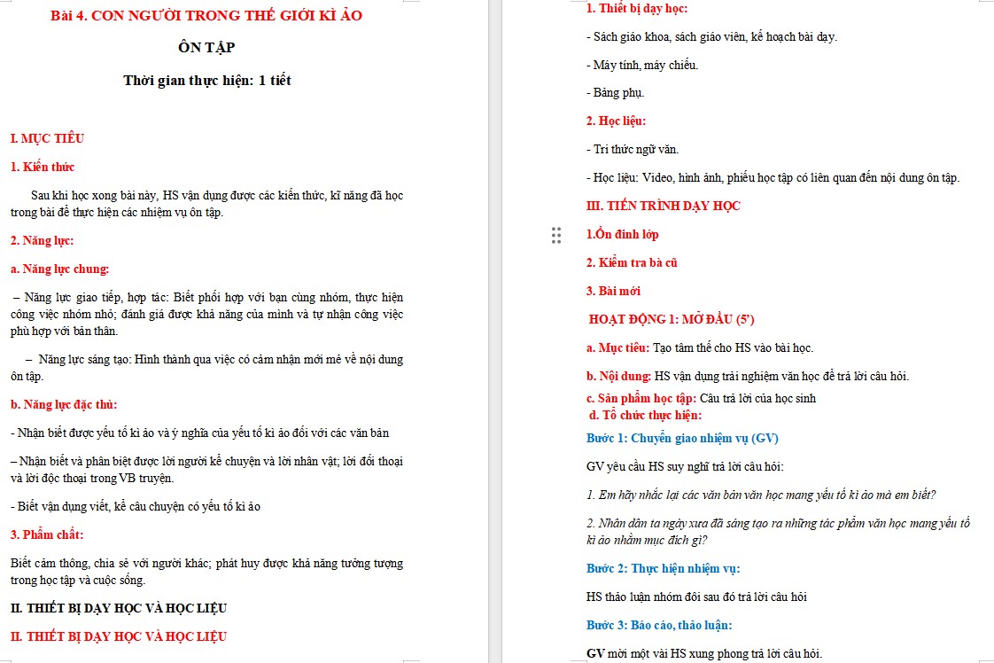 KHBD Ngữ văn 9 Ôn tập Bài 4 CTST 