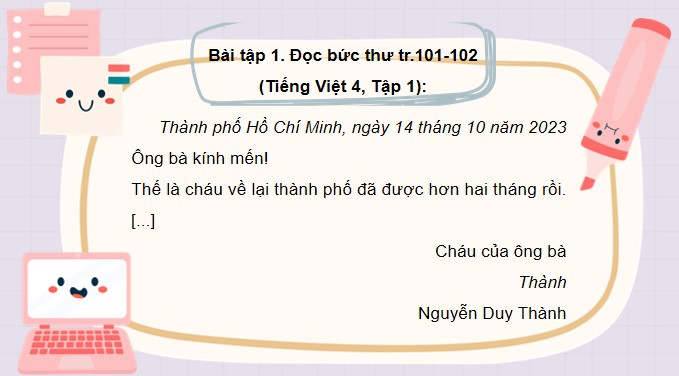 PowerPoint Tiếng Việt 4 Nhận diện bài văn viết thư