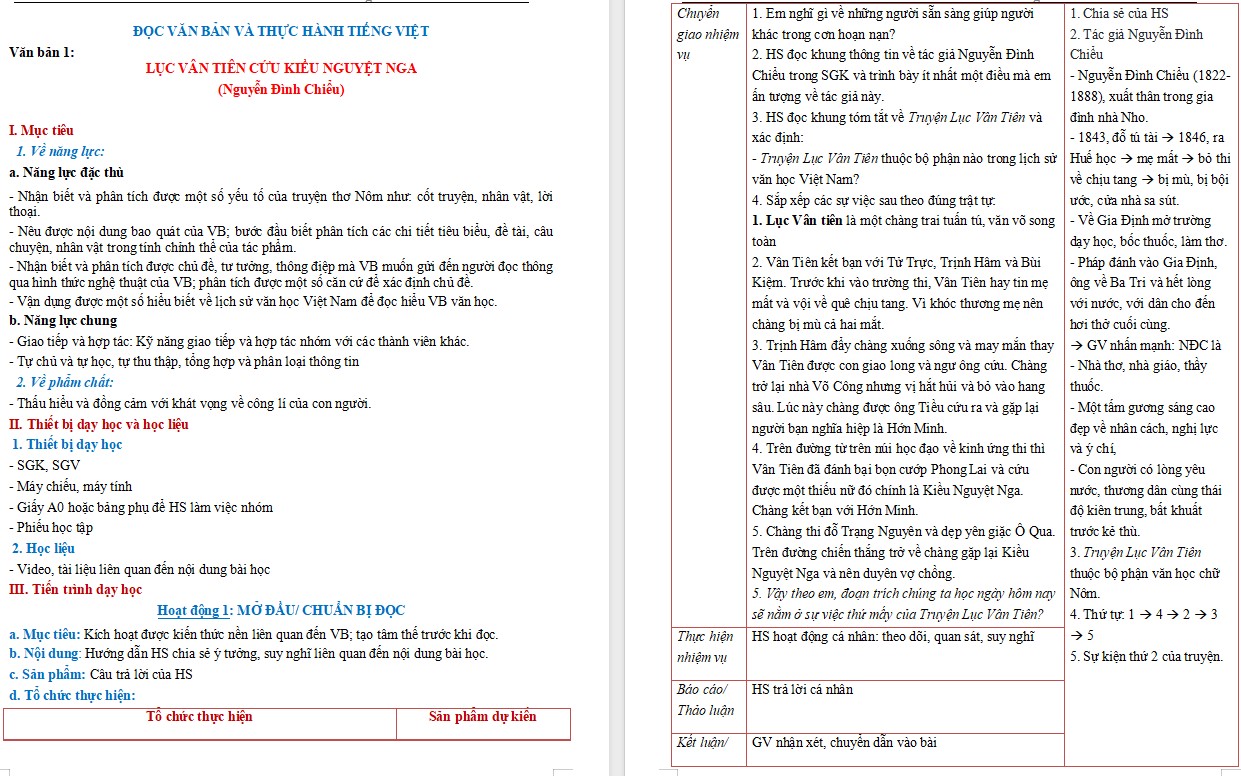 KHBD Ngữ văn 9 Bài Lục Vân Tiên cứu Kiều Nguyệt Nga