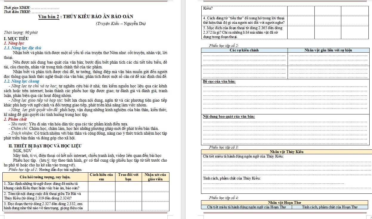 KHBD Ngữ văn 9 Bài Thúy Kiều báo ân báo oán CTST 