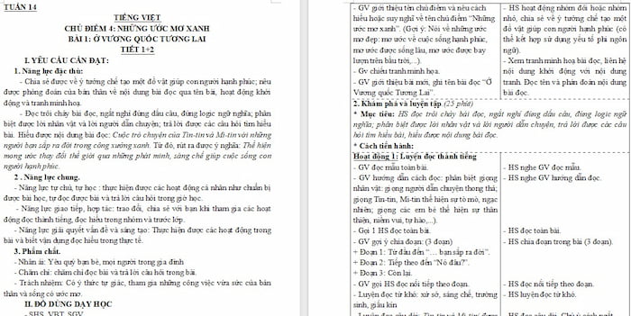 Giáo án Tiếng Việt 4 Ở Vương quốc Tương Lai