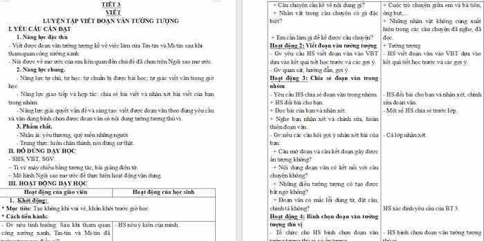 Giáo án Tiếng Việt 4 Luyện tập viết đoạn văn tưởng tượng