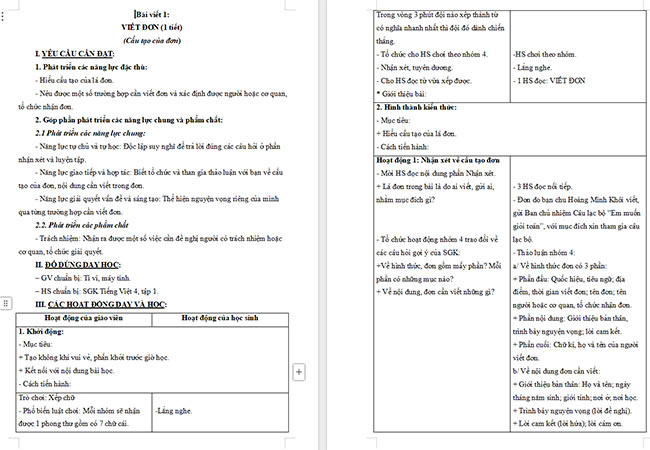 Giáo án Tiếng Việt 4 Viết đơn