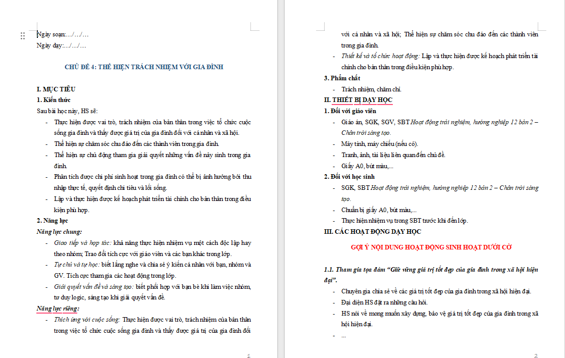 Thể hiện trách nhiệm với gia đình