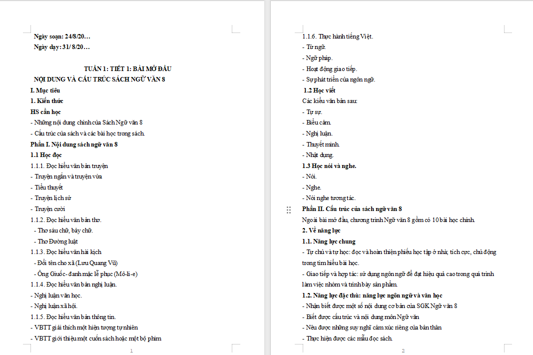 Giáo án PowerPoint Ngữ văn 8 Bài mở đầu: Nội dung và cấu trúc của sách Ngữ văn 8