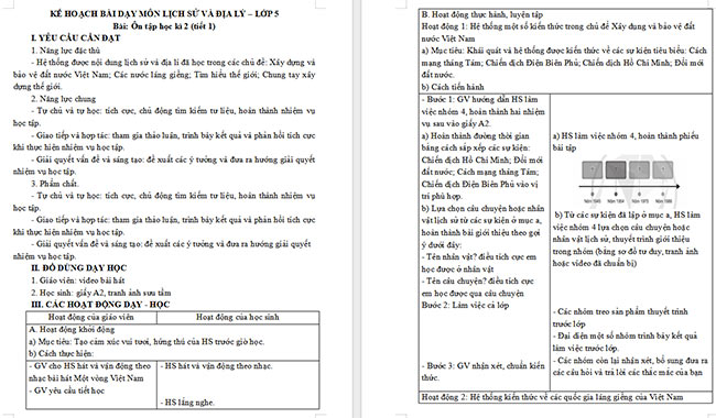 Giáo án Lịch sử - Địa lí 5 Ôn tập học kì 2
