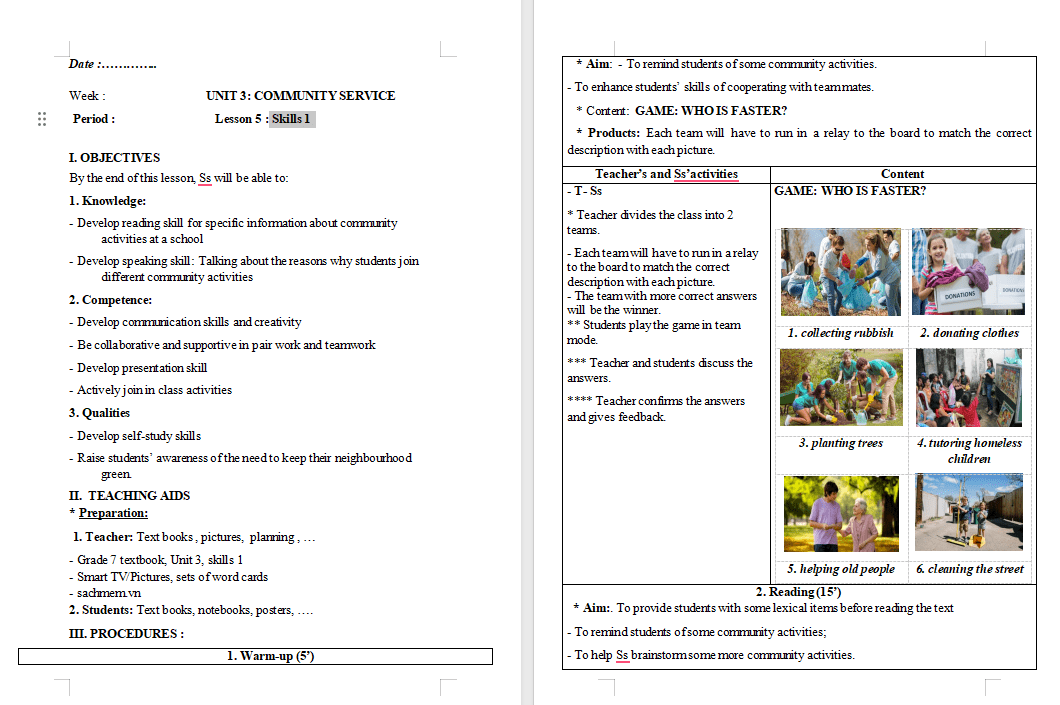 Tiếng Anh 7 Unit 3: Skills 1