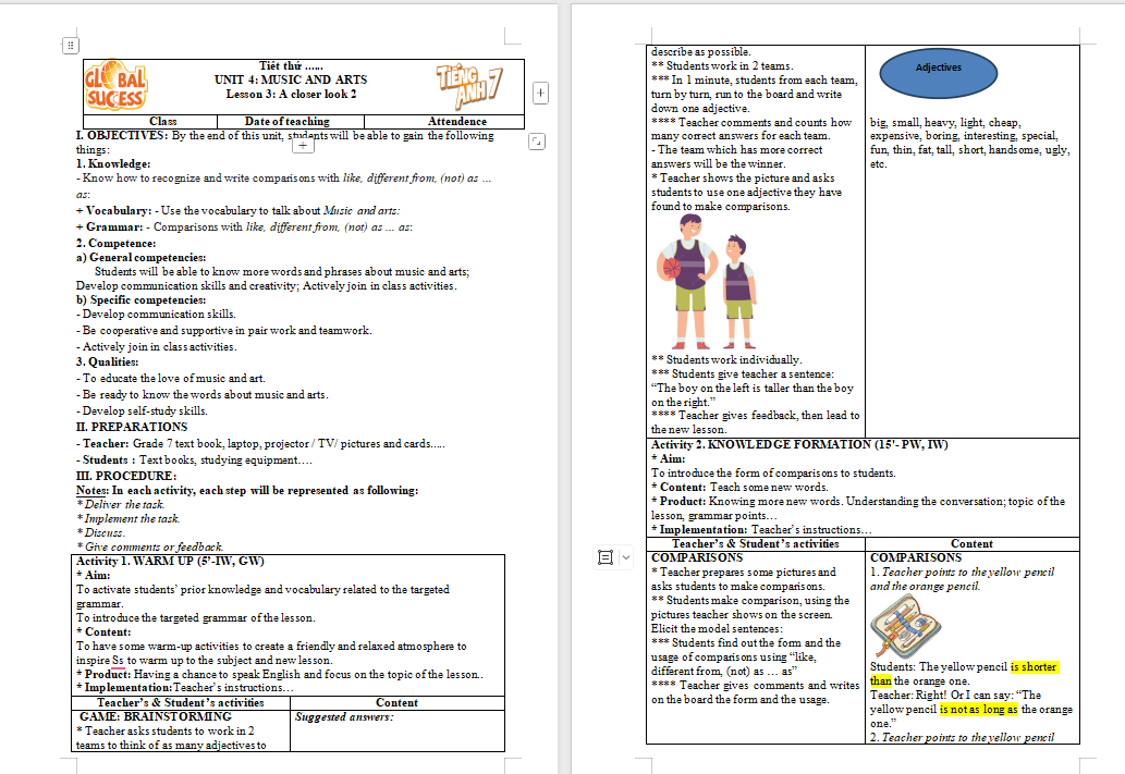 Tiếng Anh 7 Unit 4: A Closer Look 2