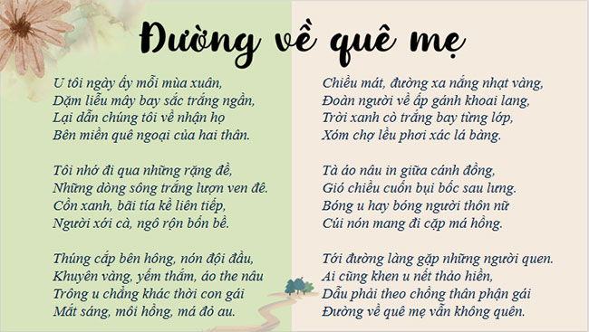 Ngữ văn 8 Bài 2: Đường về quê mẹ