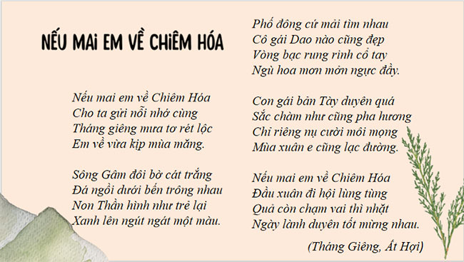 Ngữ văn 8 Bài 2: Nếu mai em về Chiêm Hóa