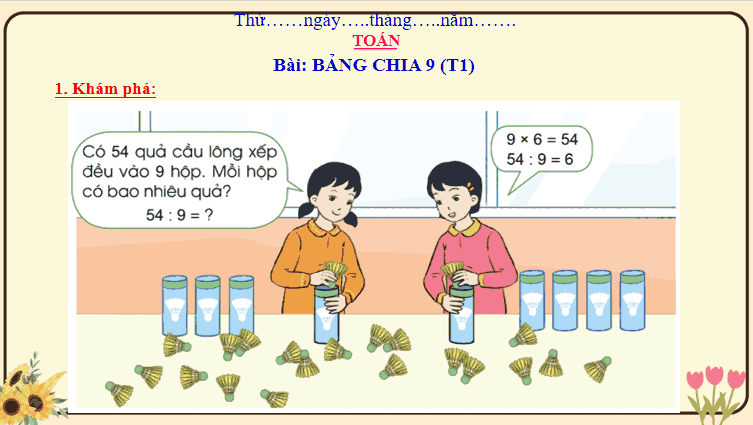 Giáo án Toán 3: Bảng chia 9