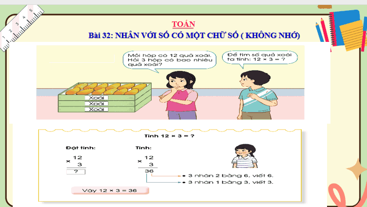 Nhân với số có một chữ số (không nhớ)