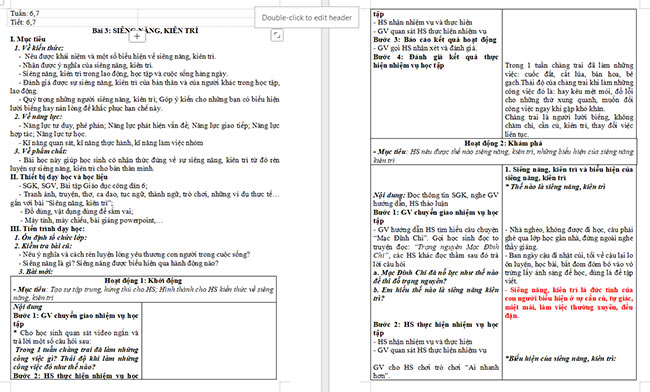 Giáo án GDCD 6 Siêng năng, kiên trì