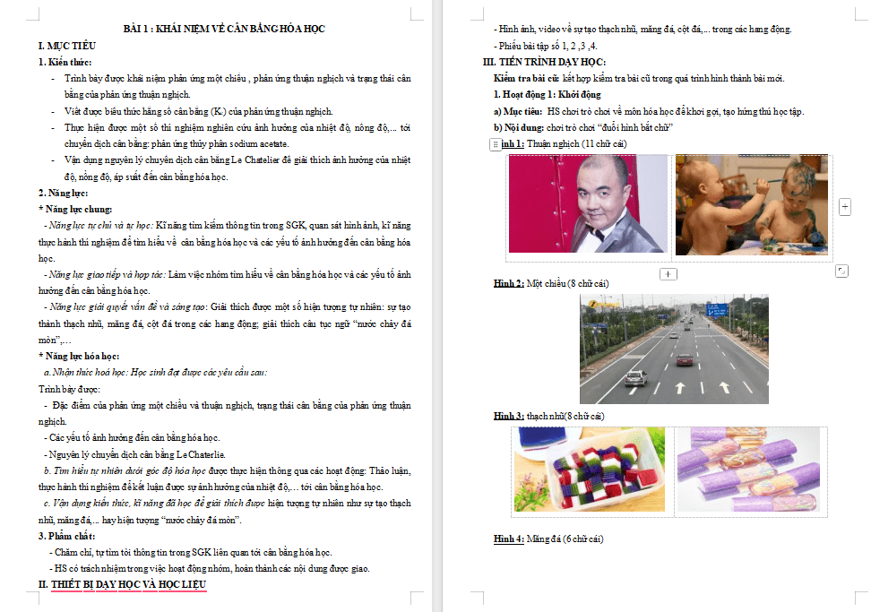 Khái niệm về cân bằng hoá học