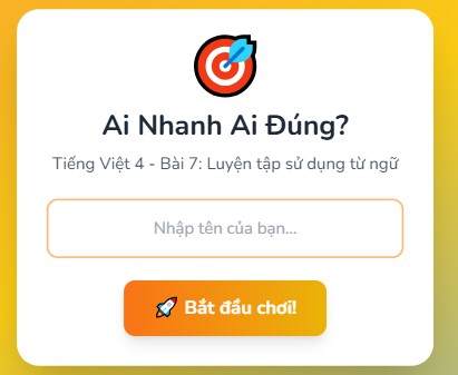 Trò chơi tương tác Luyện tập sử dụng từ ngữ