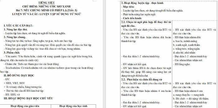 Giáo án Tiếng Việt 4 Luyện tập sử dụng từ ngữ