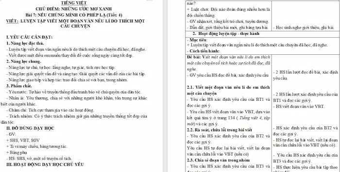 Giáo án Tiếng Việt 4 Luyện tập viết đoạn văn nêu lí do thích một câu chuyện