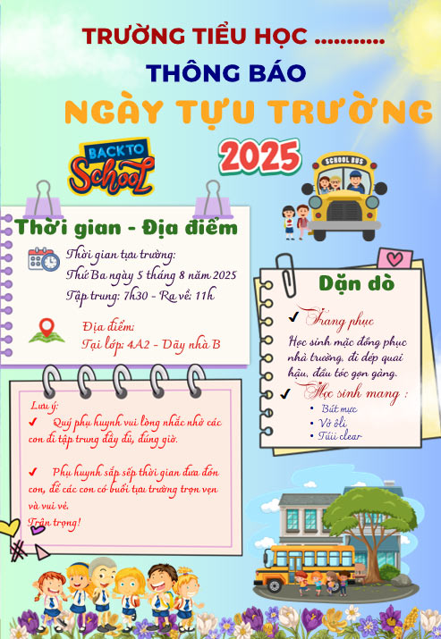 PowerPoint Thông báo ngày tựu trường đẹp nhất