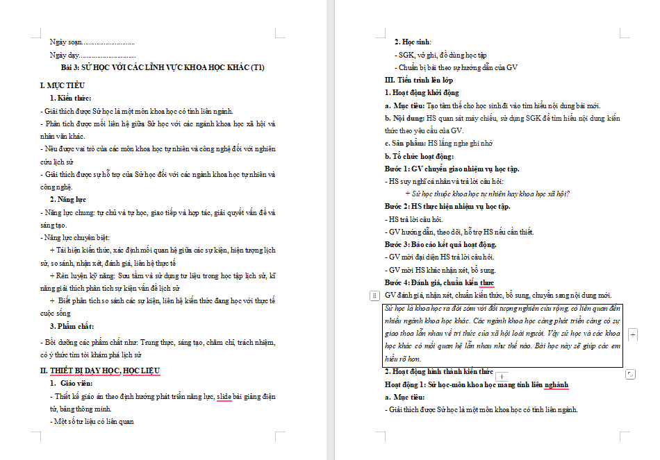 Sử học với các lĩnh vực khoa học khác