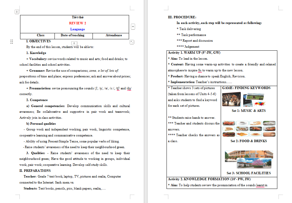 Tiếng Anh 7 Review 2: Language