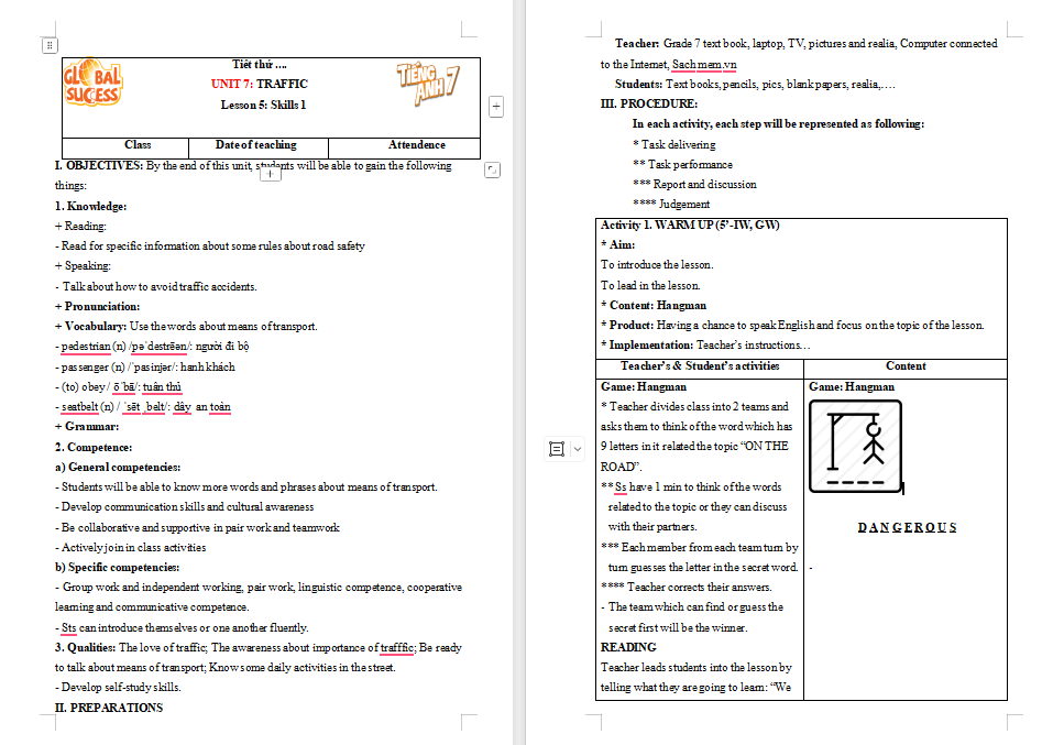 Tiếng Anh 7 Unit 7: Skills 1