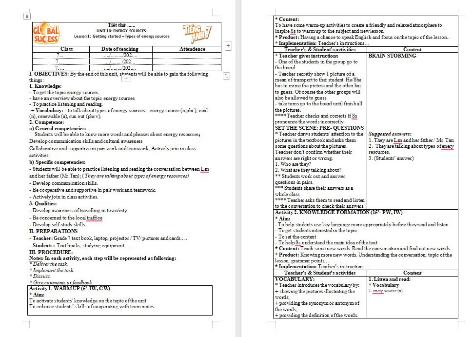 Tiếng Anh 7 Unit 10: Skills 1