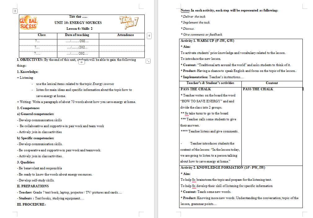 Tiếng Anh 7 Unit 10: Skills 2