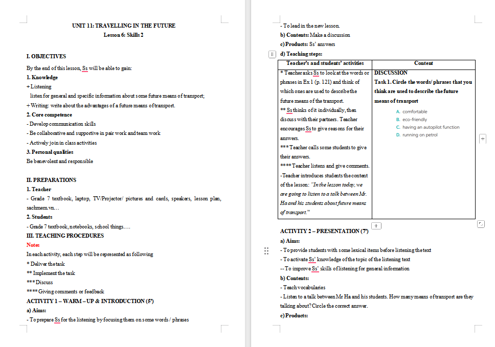 Tiếng Anh 7 Unit 11: Skills 2