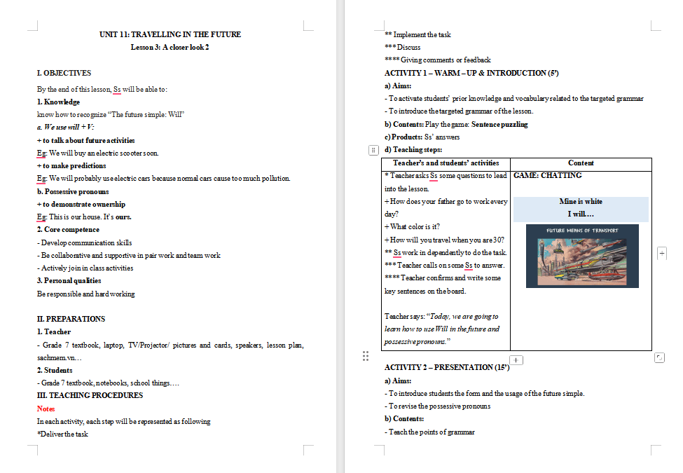 Tiếng Anh 7 Unit 11: A Closer Look 2