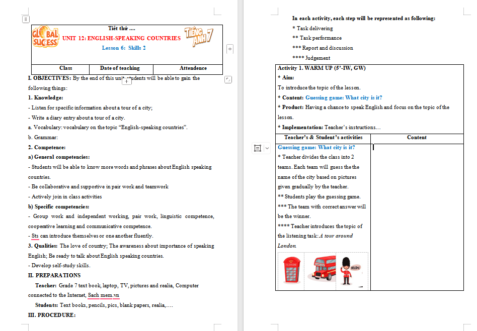 Tiếng Anh 7 Unit 12: Skills 2