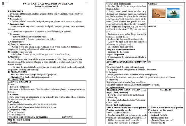 Giáo án Tiếng Anh 6 Unit 5: A Closer Look 1