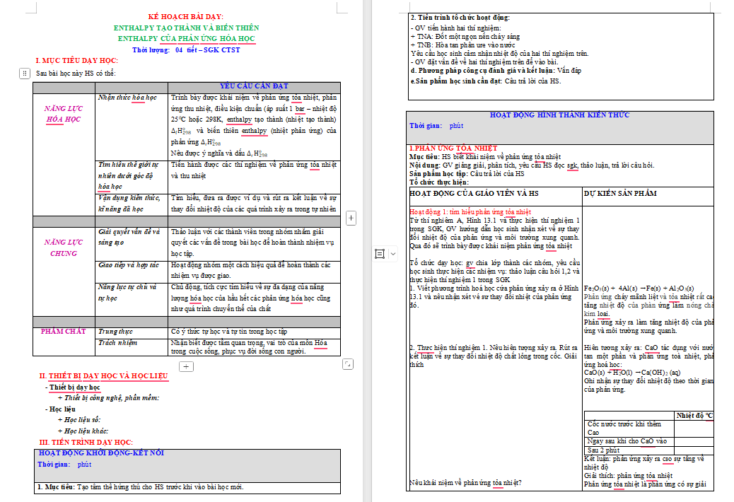 PowerPoint Hóa học 10 Bài 13: Enthalpy tạo thành và biến thiên enthalpy của phản ứng hóa học