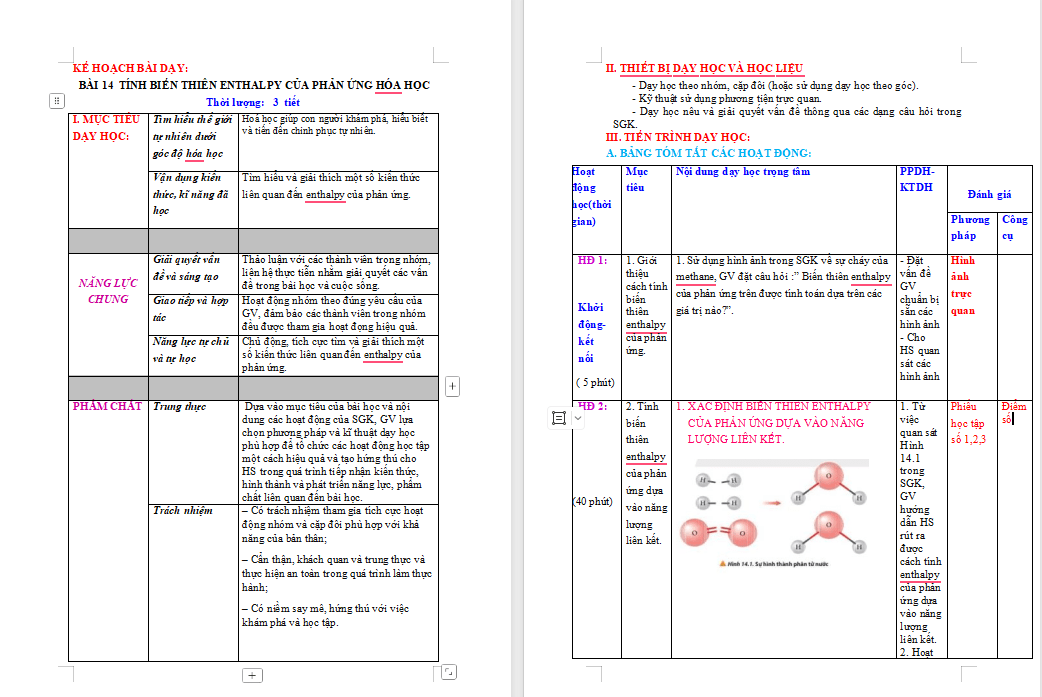 PowerPoint Hóa học 10 Bài 14: Tính biến thiên enthalpy của phản ứng hóa học