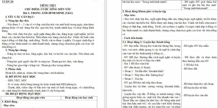 Giáo án Tiếng Việt 4 Trong ánh bình minh